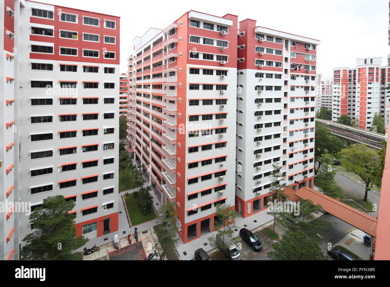 Architekturdesign öffentlicher Häuser in Singapur für Singapurer, die in Singapur leben. Stockfoto