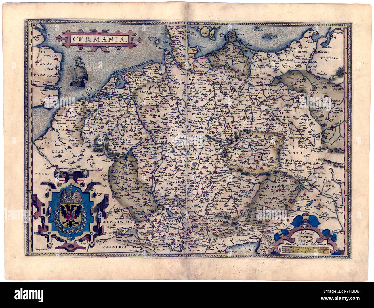 Abraham Ortelius - Erste Welt Atlas Ca. 1570 - Germania Stockfoto