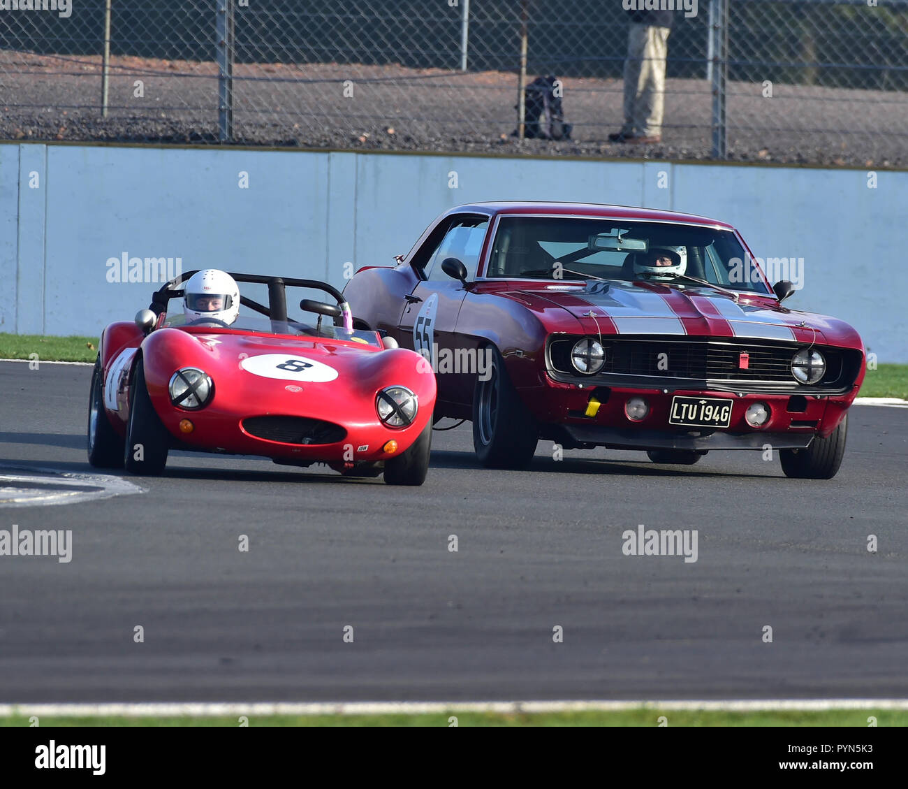 Mark Godfrey, Ginetta G4, Nick Savage, Chevrolet Camaro, historischen Sport Straße, Silverstone Endrunden historisches Rennen treffen, Silverstone, Oktober 2018, Ca Stockfoto