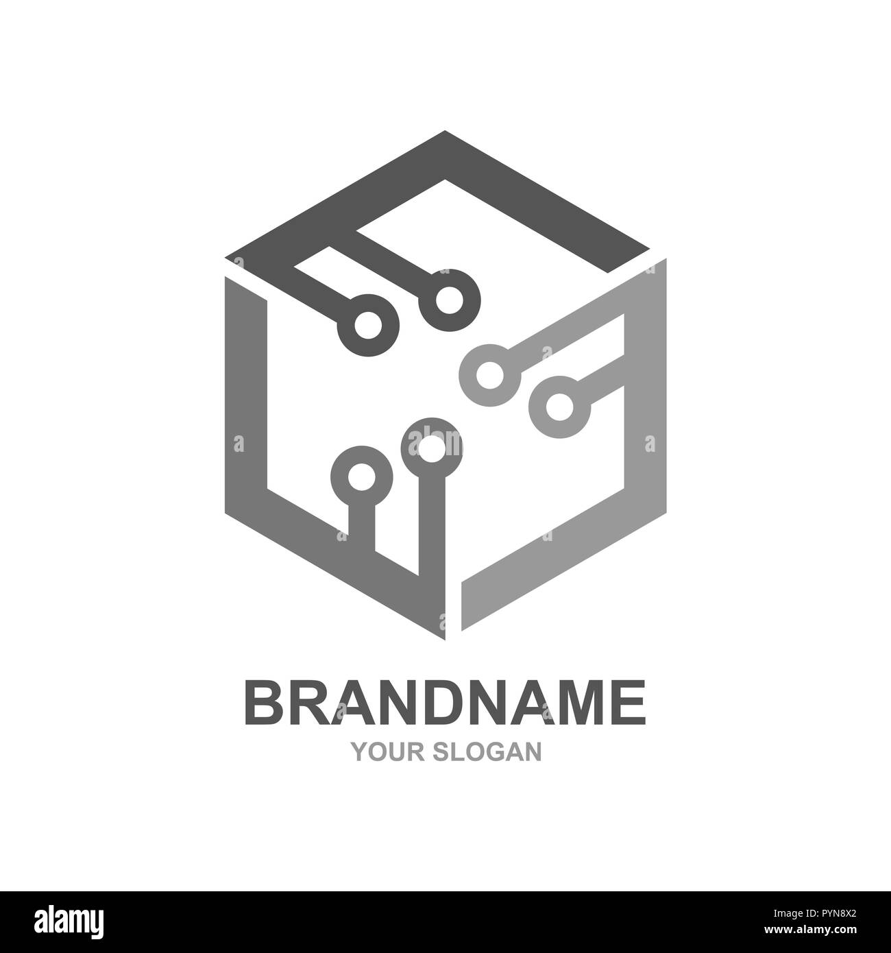 Digital Box cube Tech shattered Logo vector Template Stock Vektor