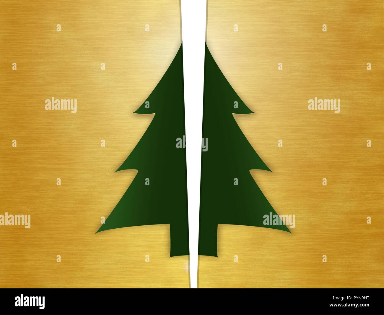 Weihnachtsbaum Karte ausschneiden gold Bronze vergoldet golden Stockfoto