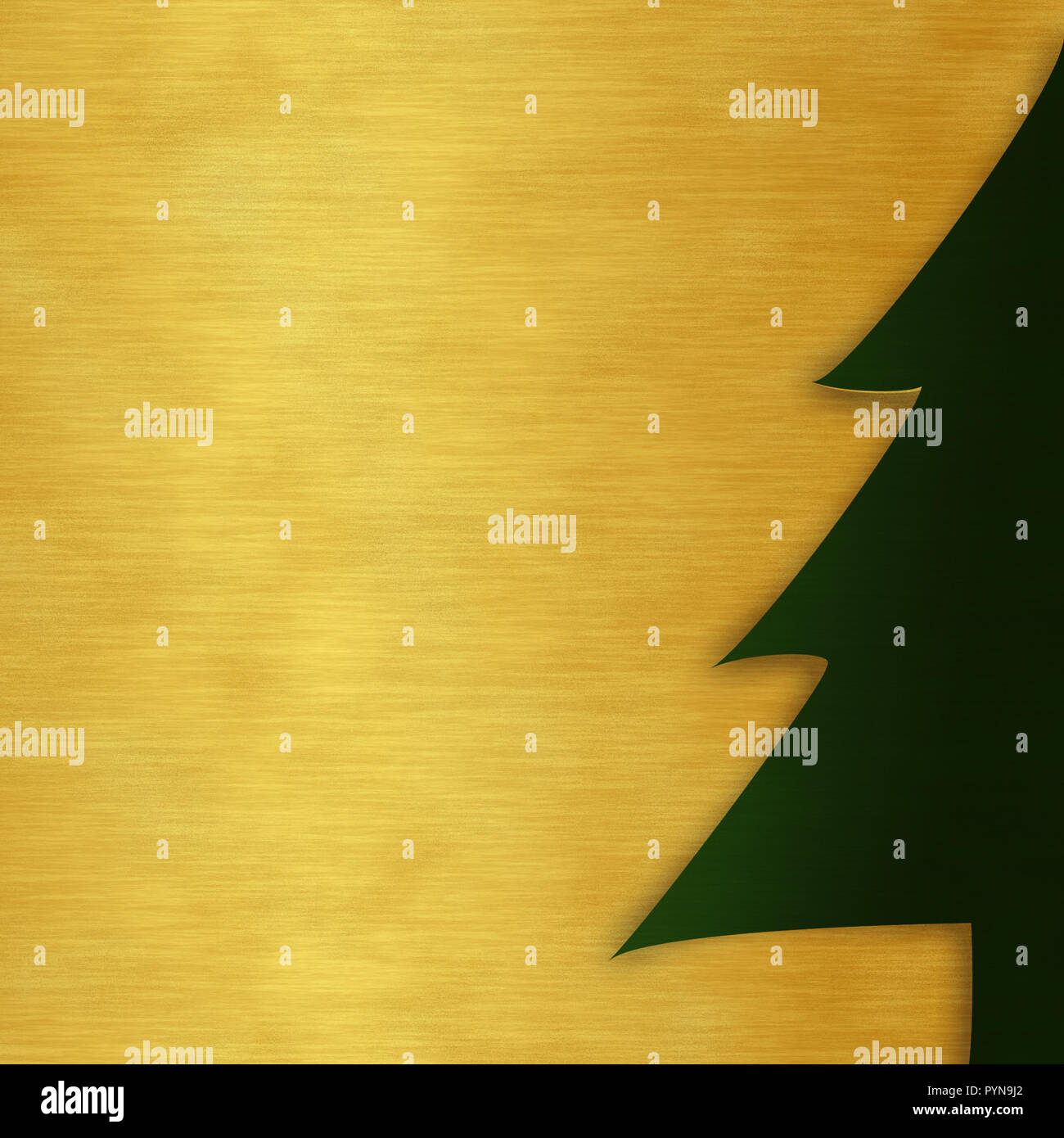 Weihnachtsbaum Karte ausschneiden gold Bronze vergoldet golden Stockfoto