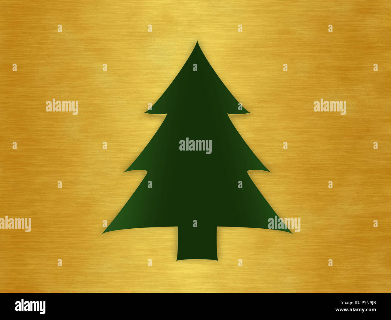 Weihnachtsbaum Karte ausschneiden gold Bronze vergoldet golden Stockfoto