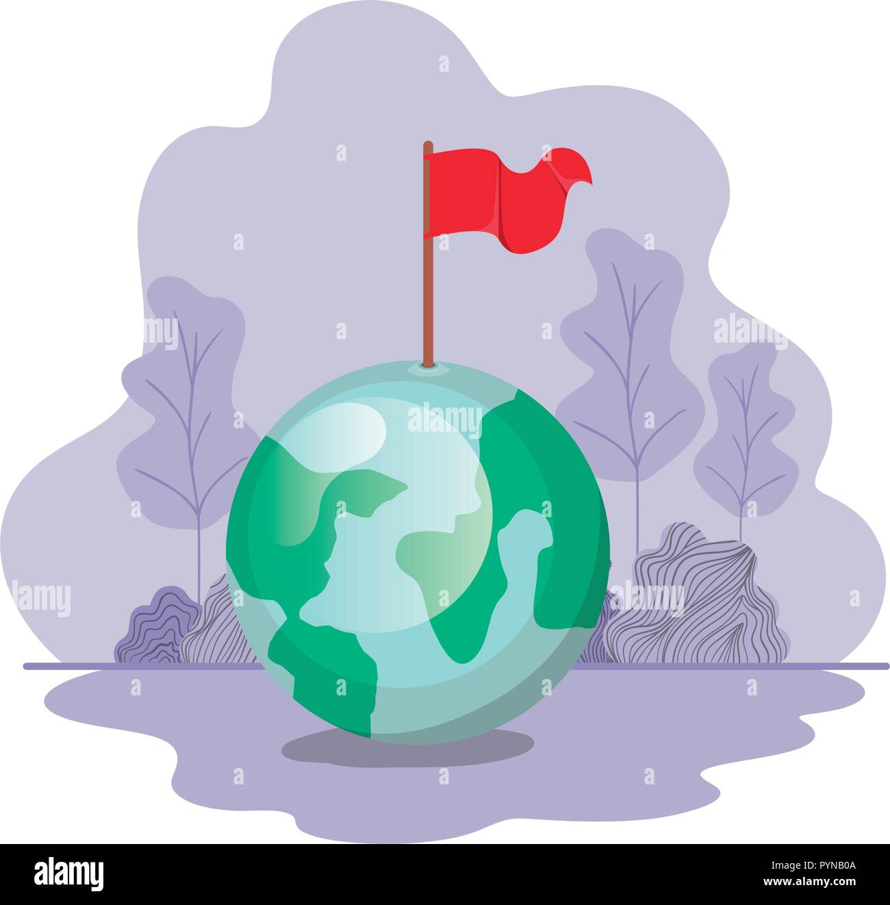 Der Planet Erde mit Flagge isolierte Symbol Stock Vektor