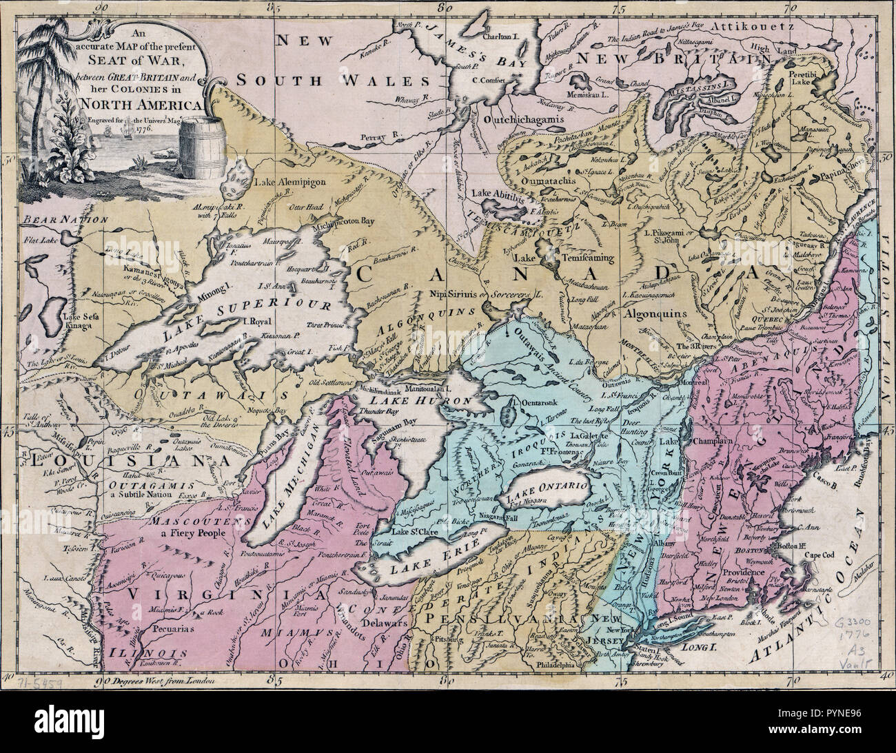 Vintage Karten/Antique Maps - eine genaue Karte der heutigen Sitz des Krieges zwischen Großbritannien und seinen Kolonien in Nordamerika Stockfoto