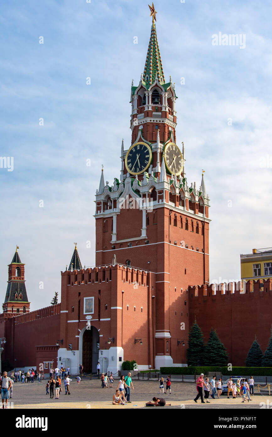 Spasskaja Turm auf dem Roten Platz in Moskau Stockfoto