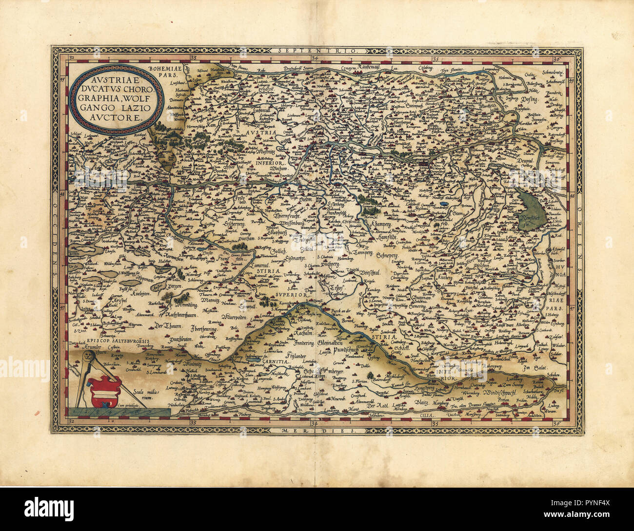 Abraham Ortelius - Erste Welt Atlas Ca. 1570 - Avstria Stockfoto