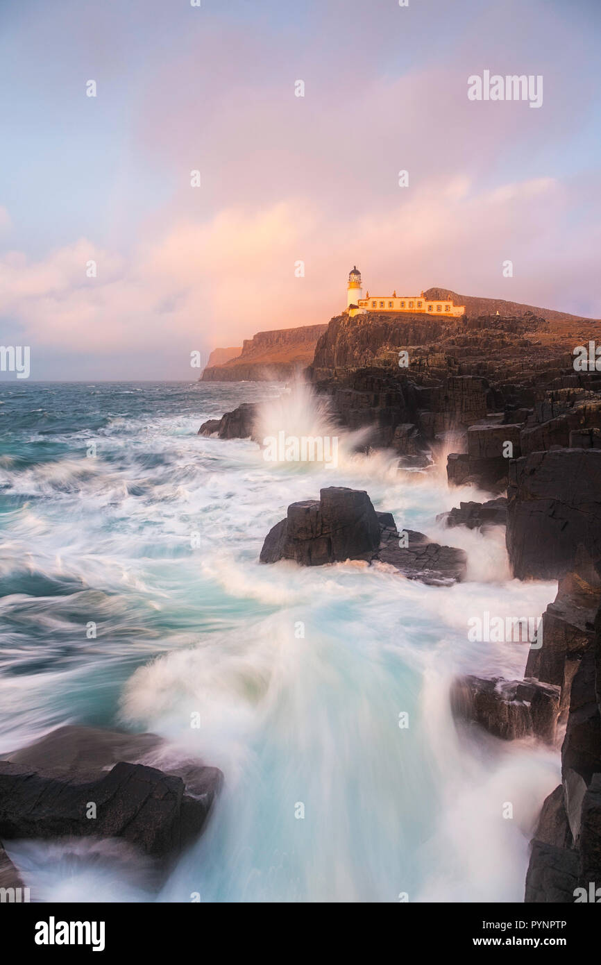 Duirinish neist Point Lighthouse, Halbinsel, Isle of Skye, Innere Hebriden, Schottland Stockfoto