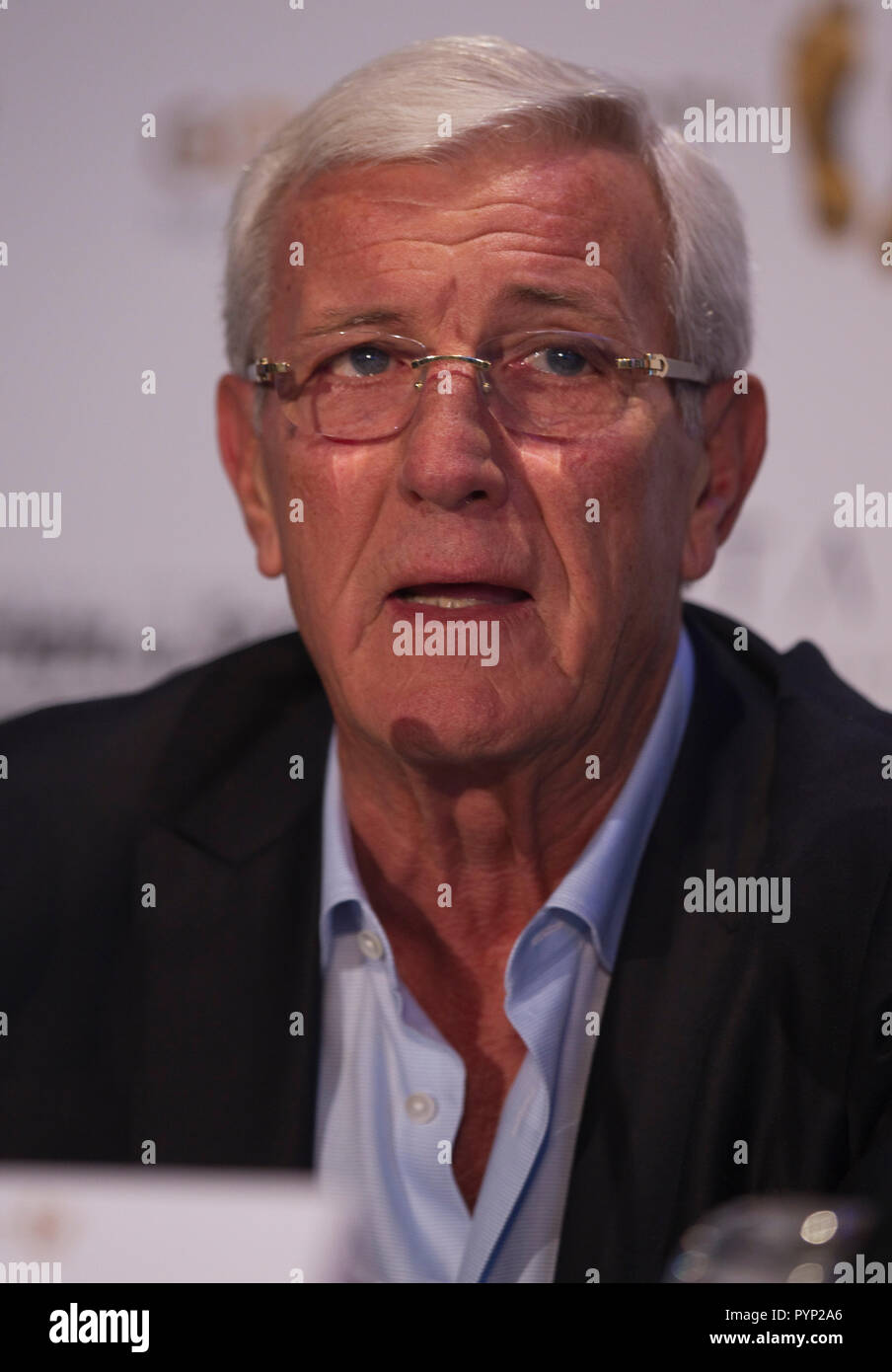 Monaco, Monaco. 29 Okt, 2018. Monaco, Monte Carlo - Oktober 29, 2018: Goldenfoot, die Meister Promenade Award Pressekonferenz mit Trainer Marcello Lippi. Goldene Fuß, Awards, Fussball, Fussball, Fussballer, Sport, Sportler, Trainer, | Verwendung der weltweiten Kredit: dpa/Alamy leben Nachrichten Stockfoto