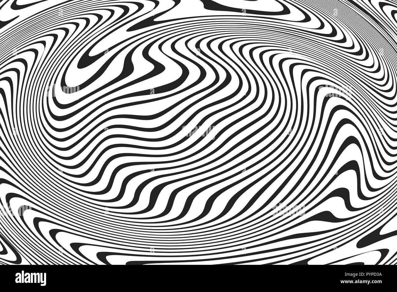 Schwarzen Wellenlinien mit unterschiedlicher Dicke, die eine ursprüngliche Muster. Abstrakte Raster vektor Hintergrund Stock Vektor