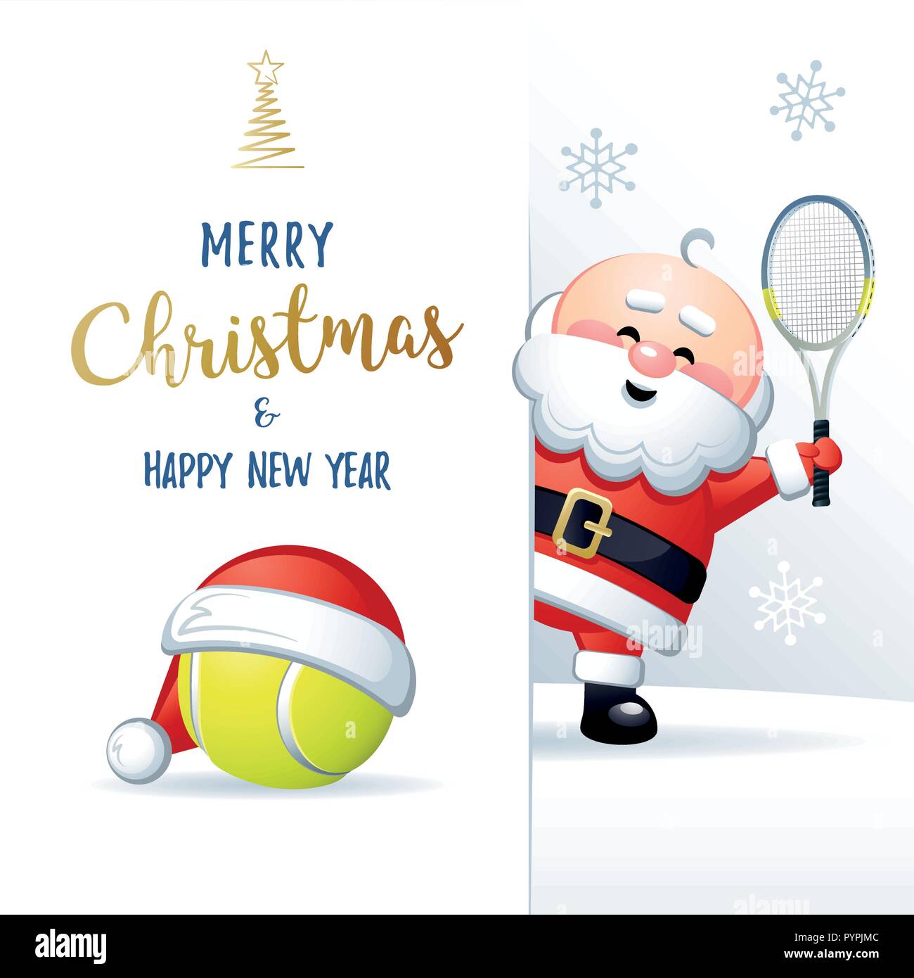 Frohe Weihnachten und guten Rutsch ins neue Jahr. Sport Grußkarte. Cute