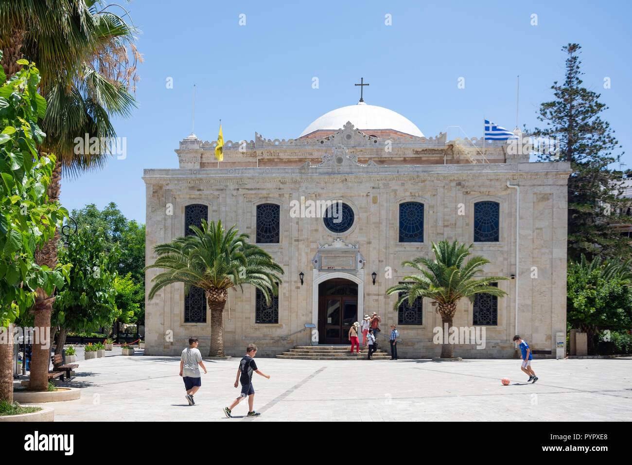 Griechisch-orthodoxen Kirche von Ayios Titos, Agiou Titou, Heraklion (irakleio), Irakleio Region, Kreta (Kriti), Griechenland Stockfoto