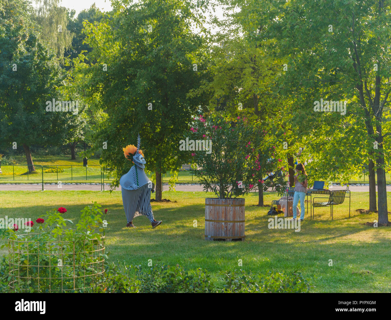 Moskau, Russland - 31. AUGUST 2018: Landschaftsarchitektur und Garten Festival in Tsaritsyno Park. Stockfoto