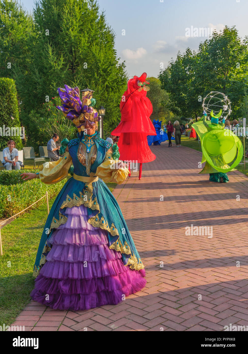 Moskau, Russland - 31. AUGUST 2018: Landschaftsarchitektur und Garten Festival in Tsaritsyno Park. Stockfoto