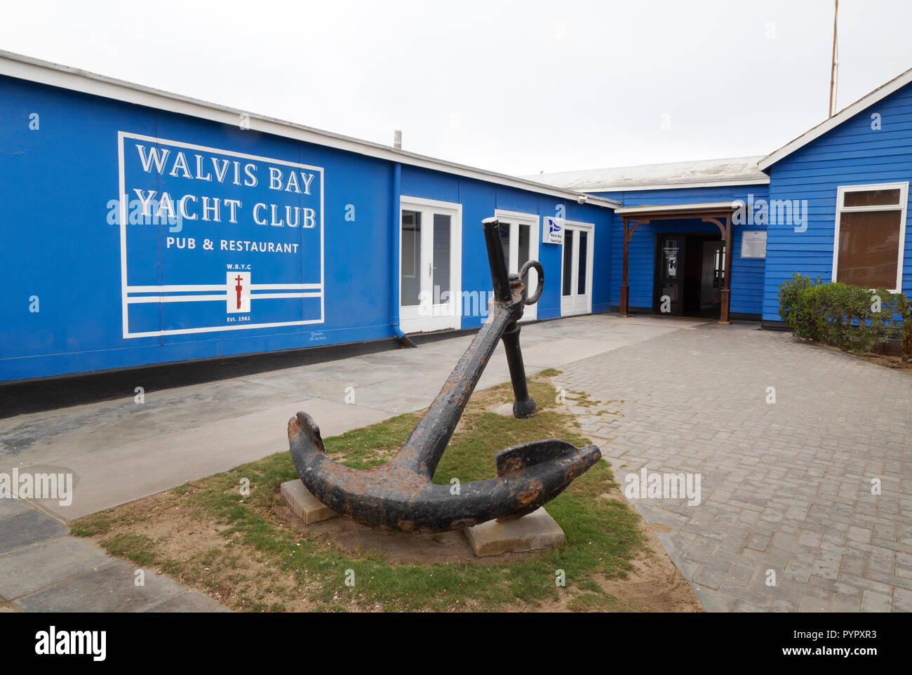 Walvis Bay Yacht Club, Walvis Bay, Namibia Afrika Stockfoto