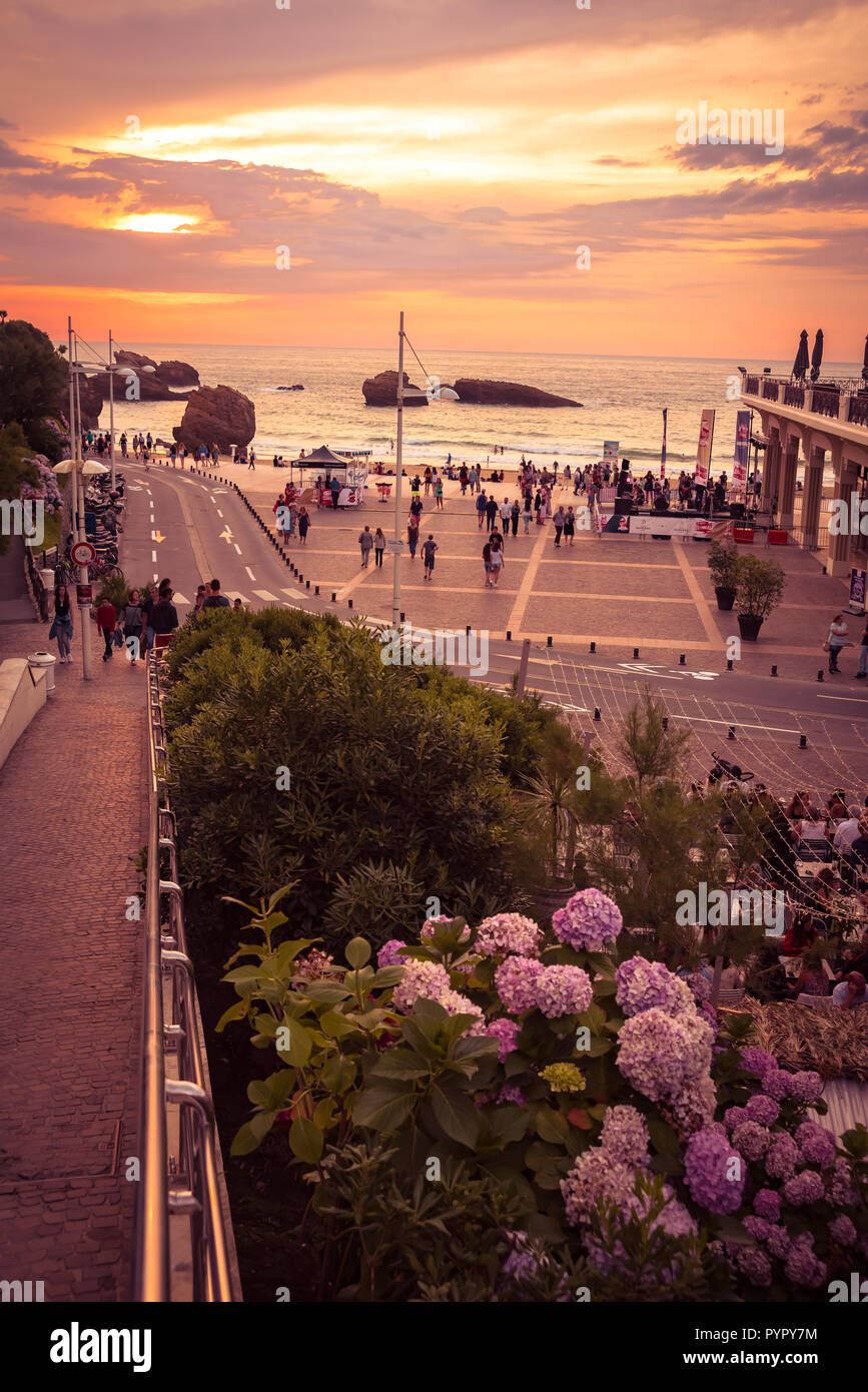 Biarritz, Frankreich. 07. Juli 2018 Waterfront in Biarritz, Frankreich Stockfoto