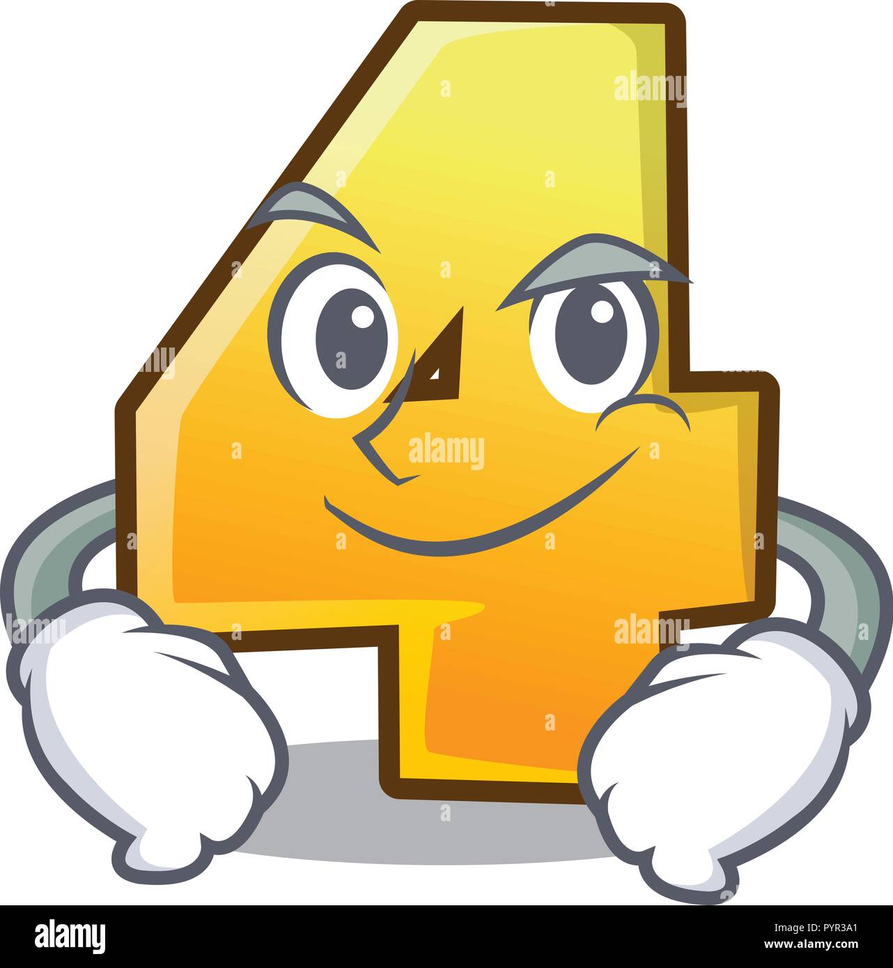 Grinsend cartoon Zaun mit der Nummer vier Stock Vektor