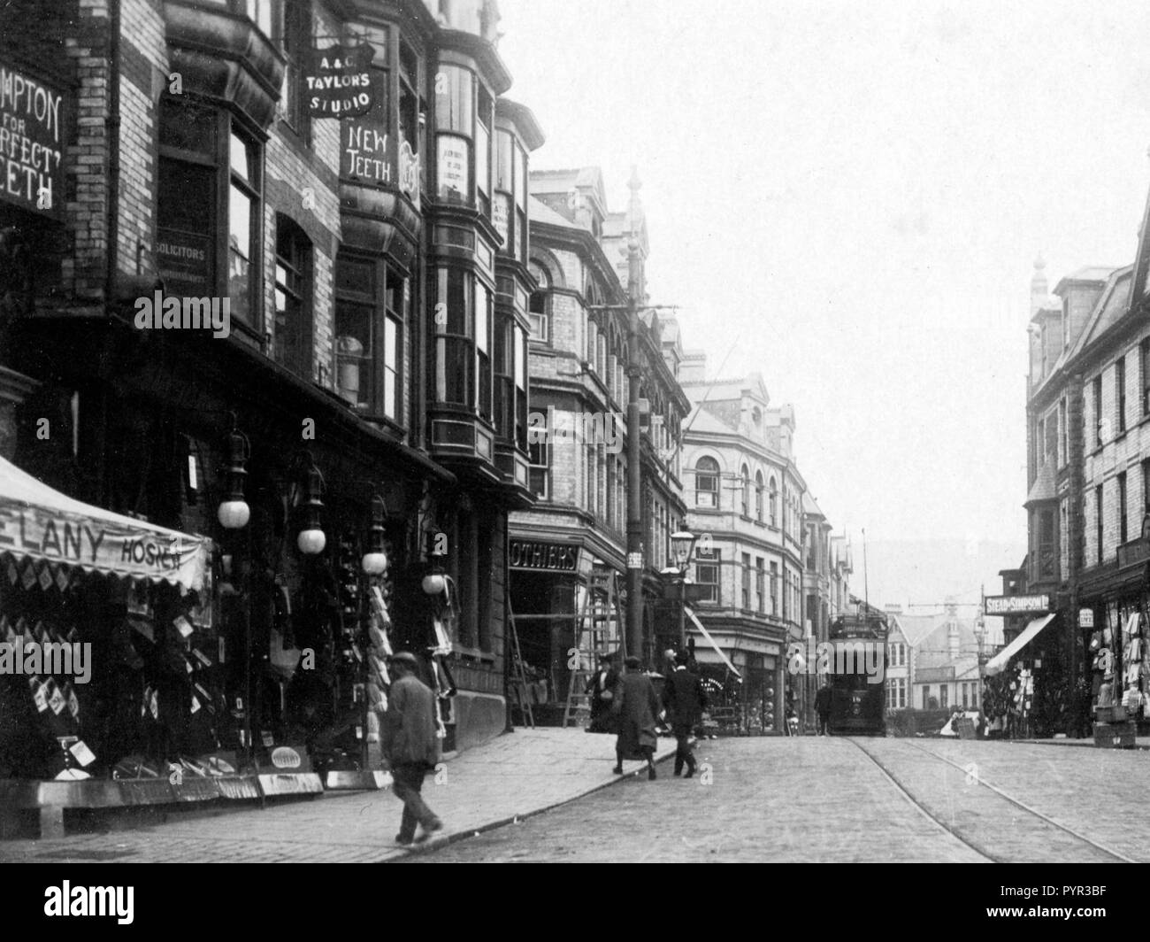 Market Square, Pontypridd Anfang der 1900er Jahre Stockfoto