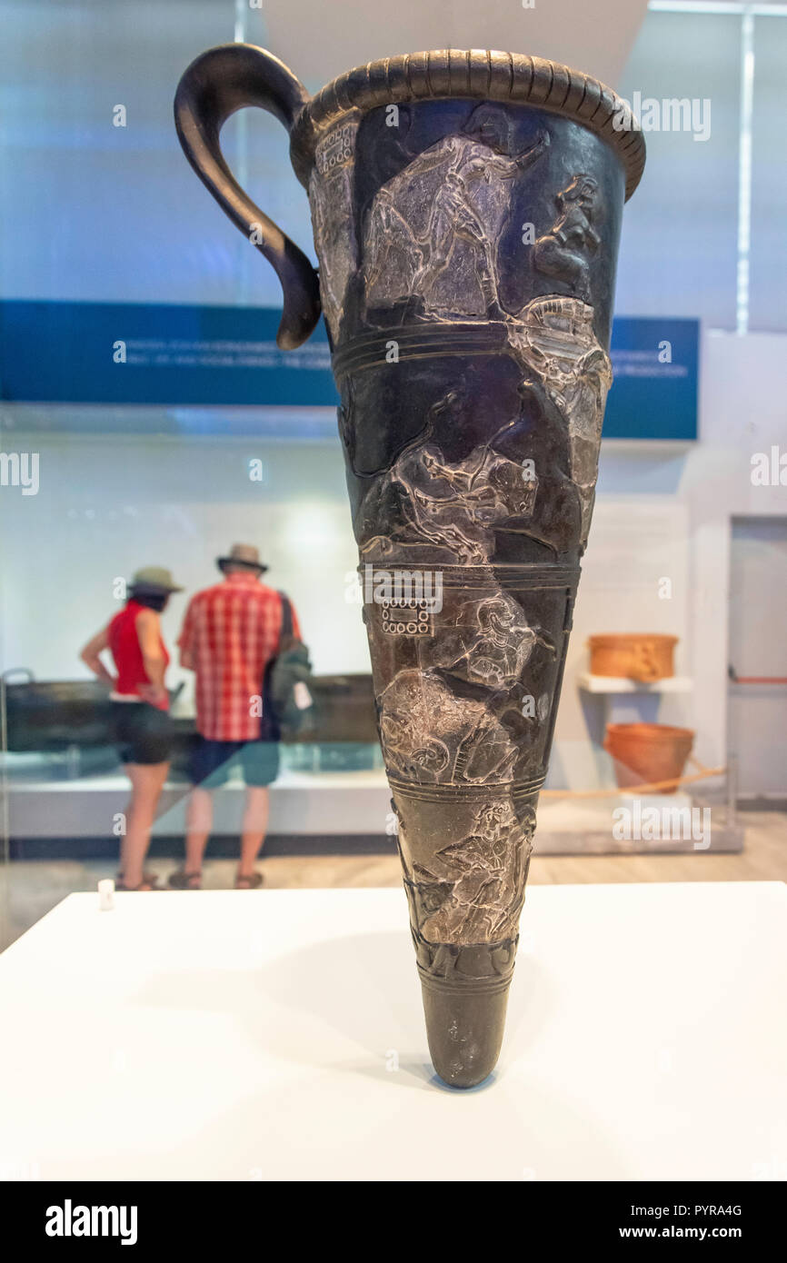 Die Boxer" rhyton aus Hagia Triada (1600-1450 v. Chr.), das archäologische Museum von Heraklion, Heraklion (irakleio), Irakleio Region, Kreta (Kriti), Griechenland Stockfoto