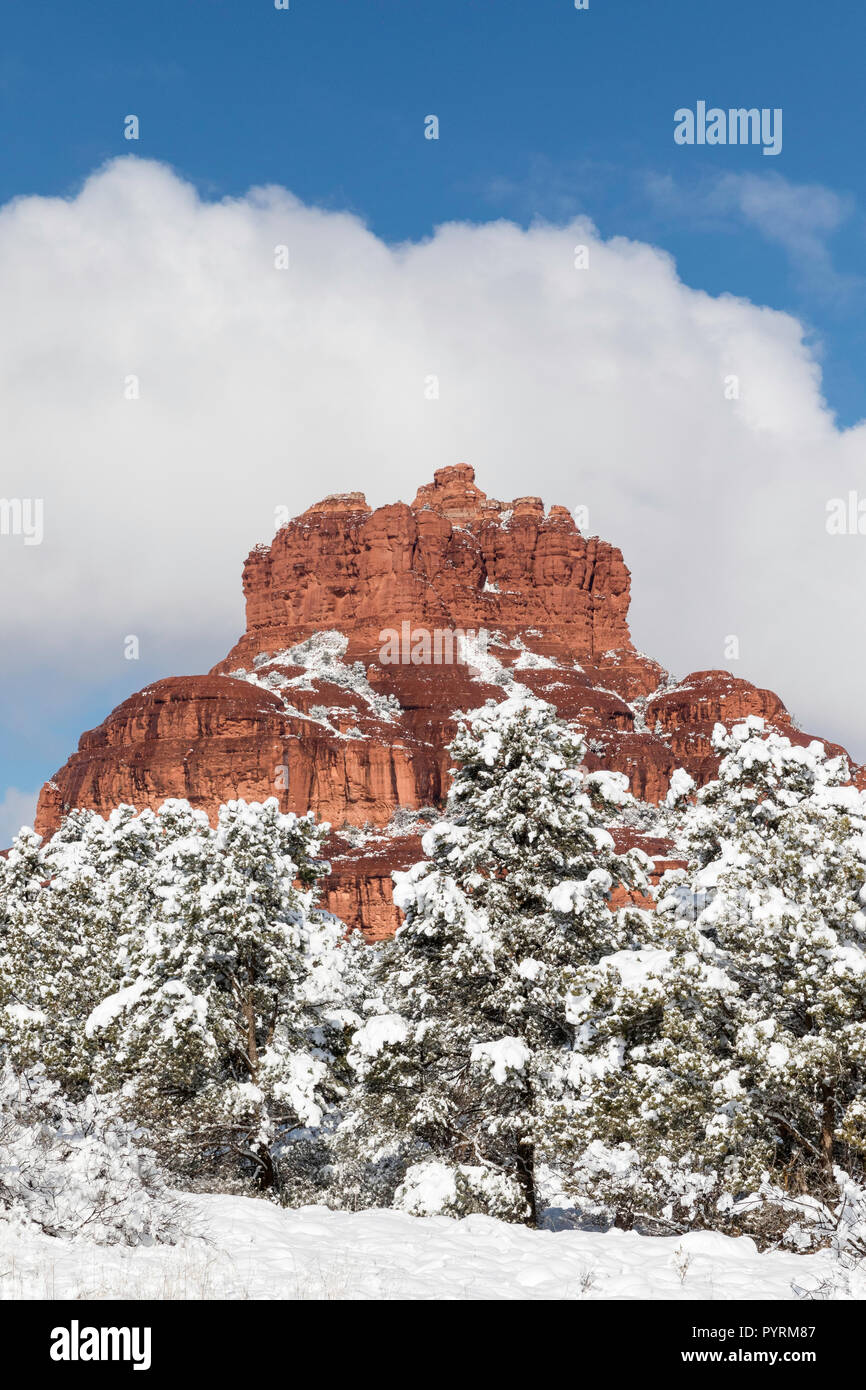 Bell Rock im Winter, Sedona, Arizona Stockfoto