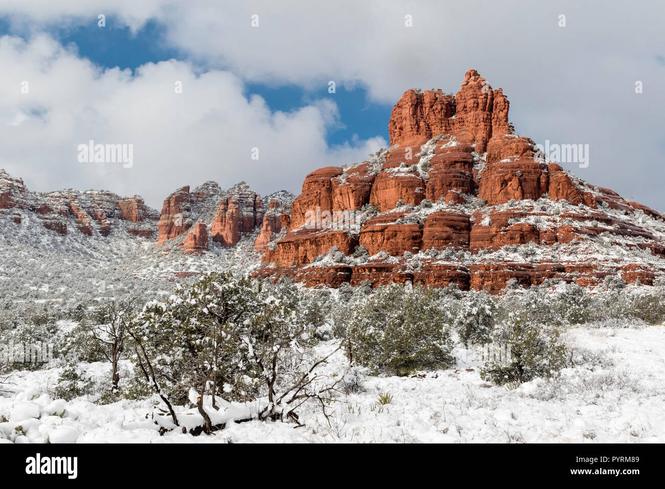 Bell Rock, winter Szene, Sedona, Arizona Stockfoto