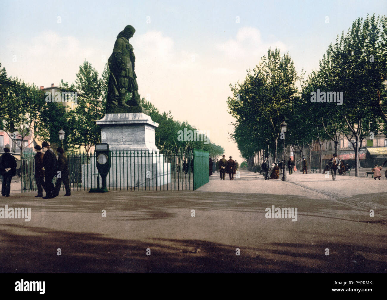 Statue und der Allées Paul Riquet, Béziers, Frankreich ca. 1890-1900 Stockfoto