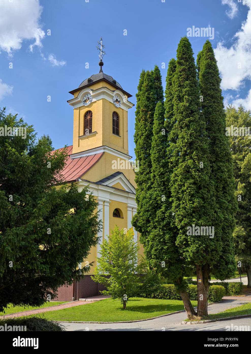 Kirche im Areal des Spa Bardejov, in Bardejov, Slowakei Stockfoto