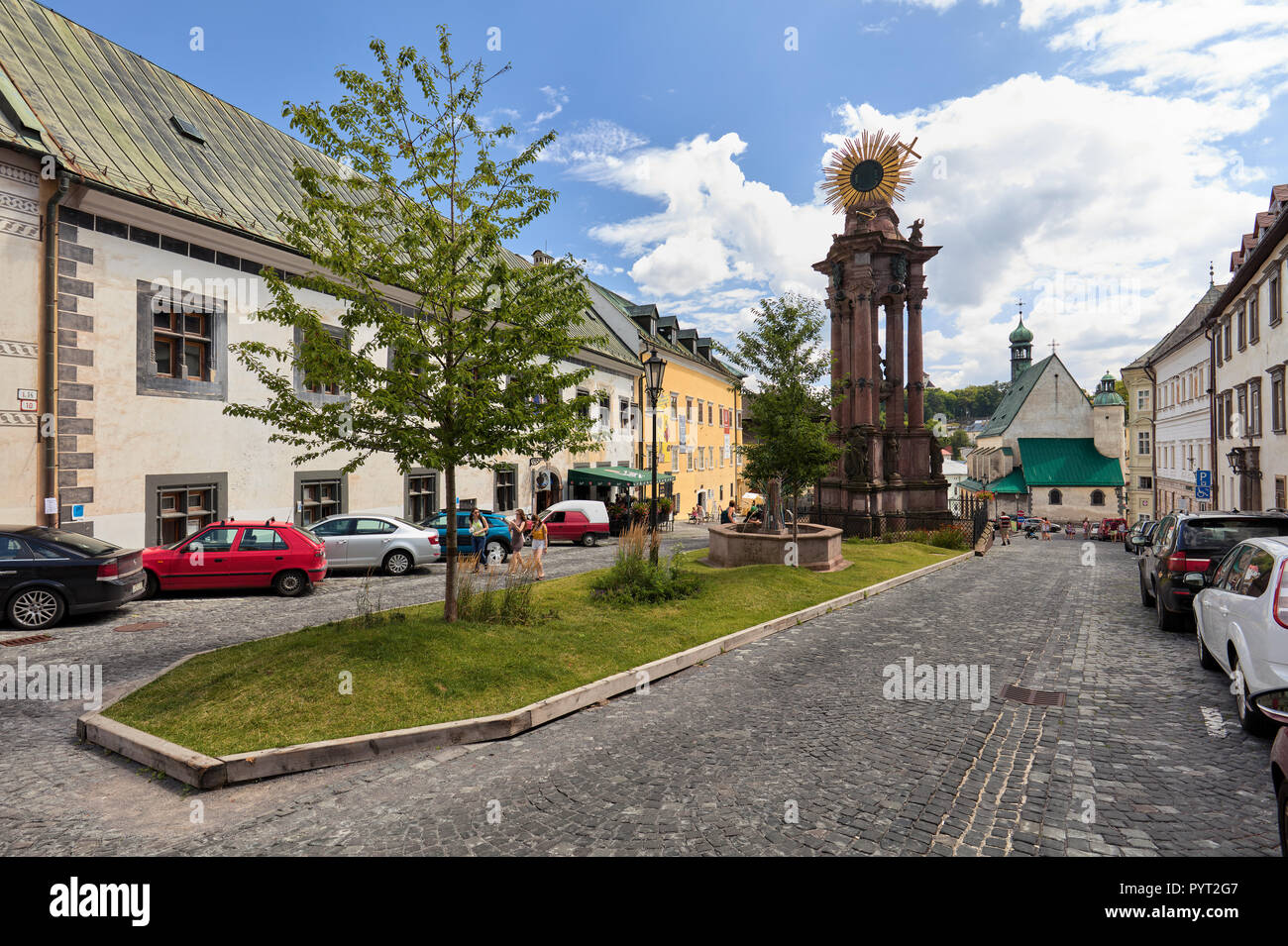 Holy Trinity Square in Banska Stiavnica, Slowakei Stockfoto