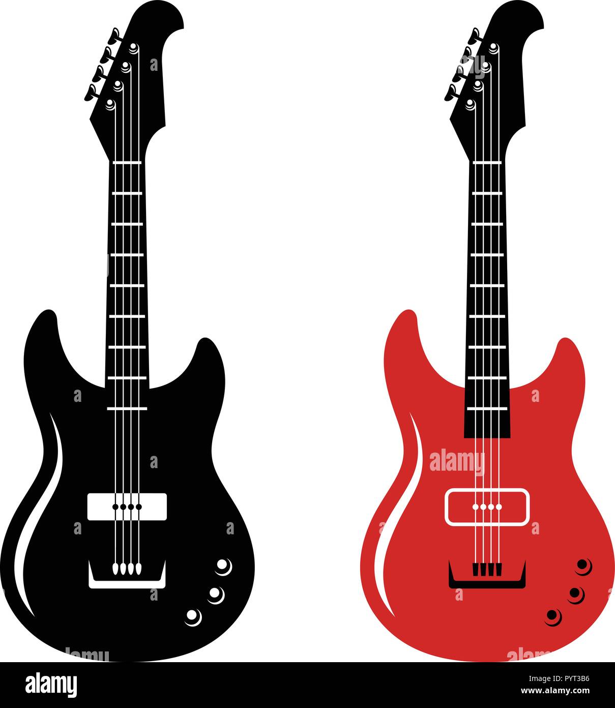 E-Gitarren. Gitarre Silhouetten. Vector Illustration Stock Vektor