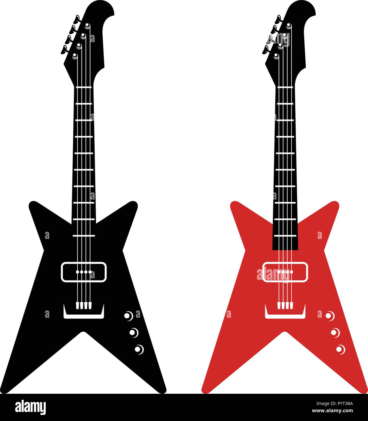 E-Gitarren. Gitarre Silhouetten. Vector Illustration Stock Vektor