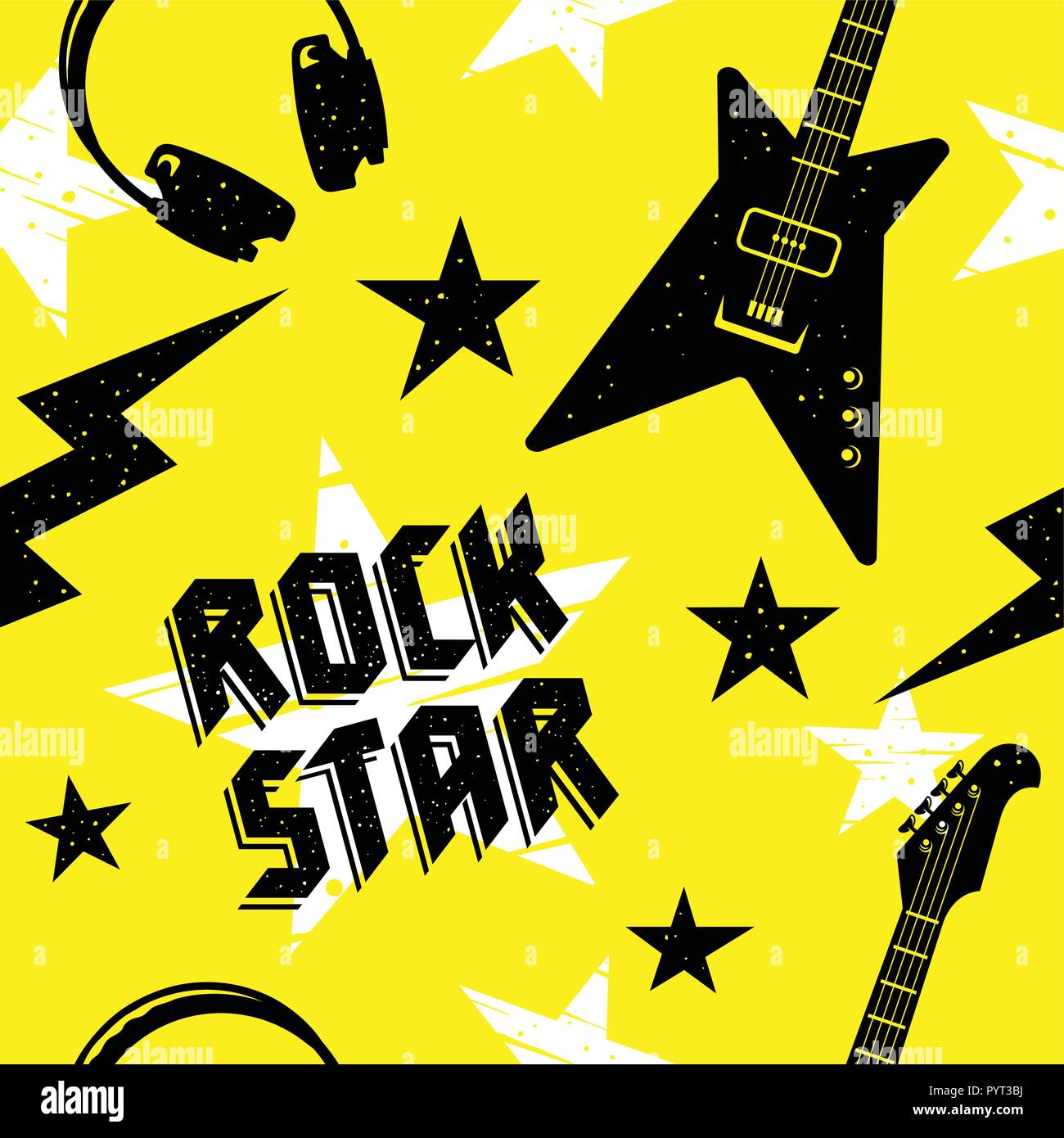 Rock Musik nahtlose Muster. Endlose vector Hintergrund mit Rockmusik Attribute und Simbols Stock Vektor
