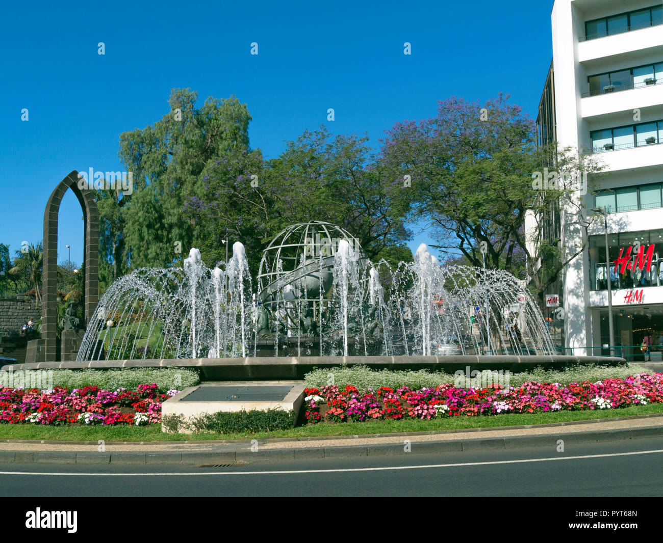 Rotunda do Infante Kreisverkehr, Funchal, Madeira, Portugal Stockfoto