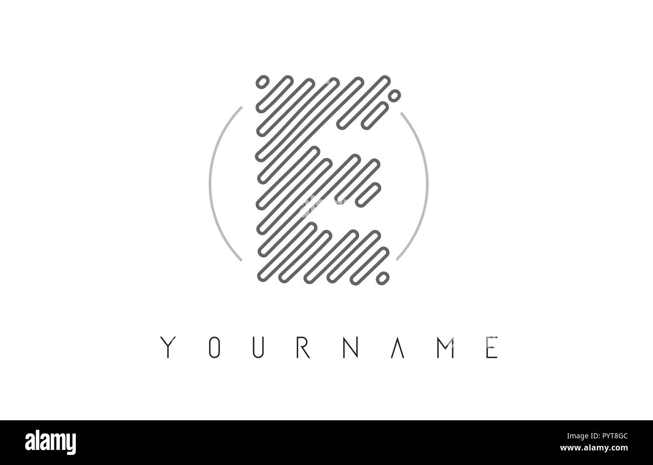 E Buchstaben Logo Design mit schwarzen Linien Monogramm Vector Illustration Stock Vektor