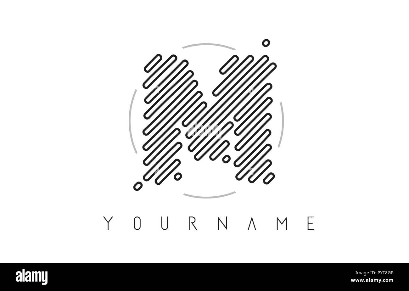 M schreiben Logo Design mit schwarzen Linien Monogramm Vector Illustration Stock Vektor