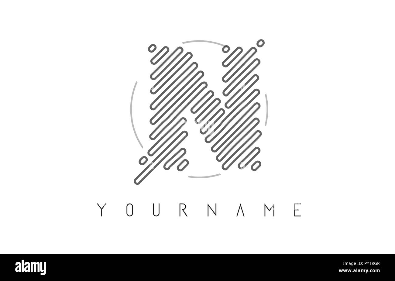 N Brief Logo Design mit schwarzen Linien Monogramm Vector Illustration Stock Vektor