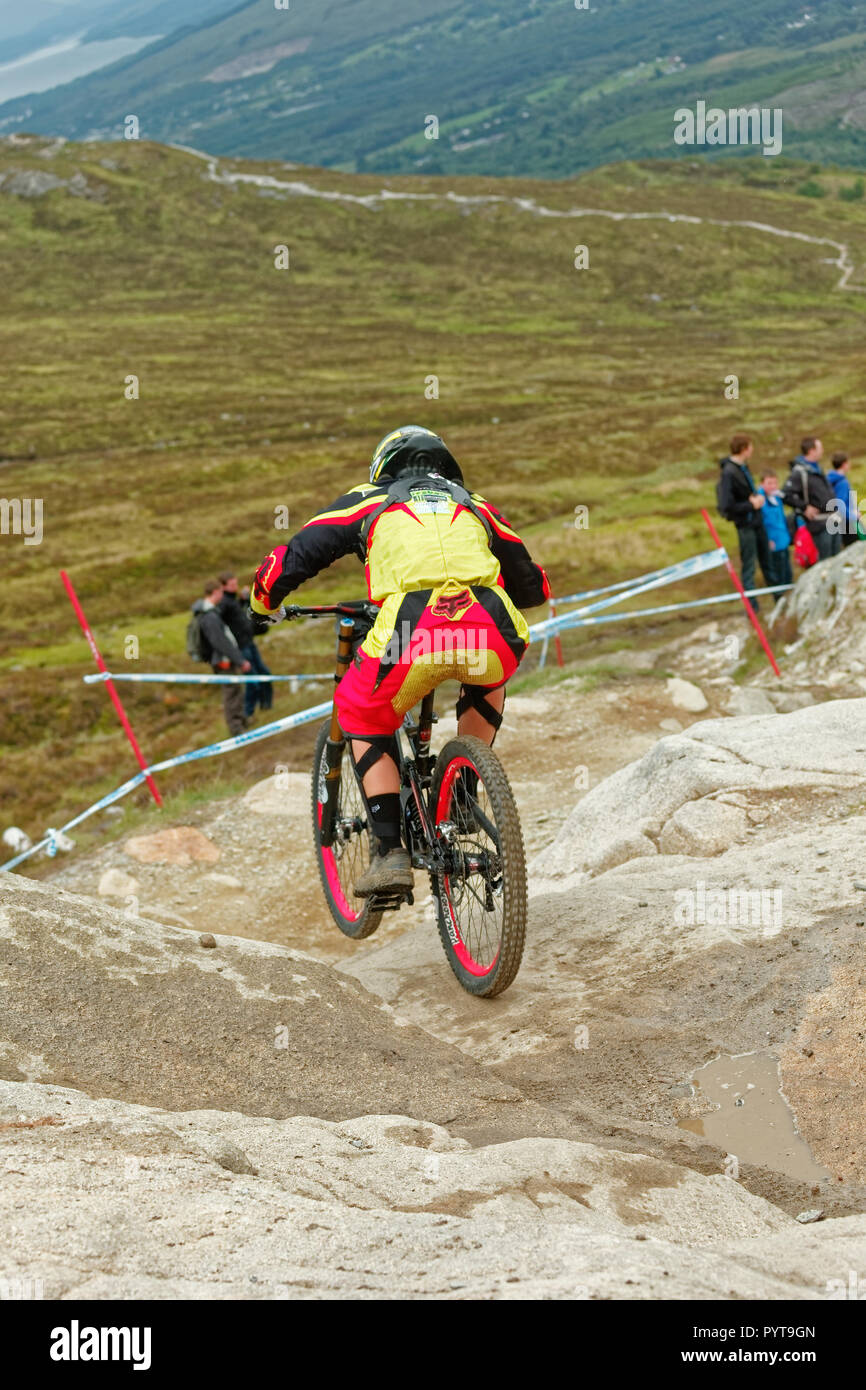 Fort William, Schottland, Vereinigtes Königreich - 2011/06/05: UCI World Cup MTB Downhill in der Nähe von Fort William Stockfoto