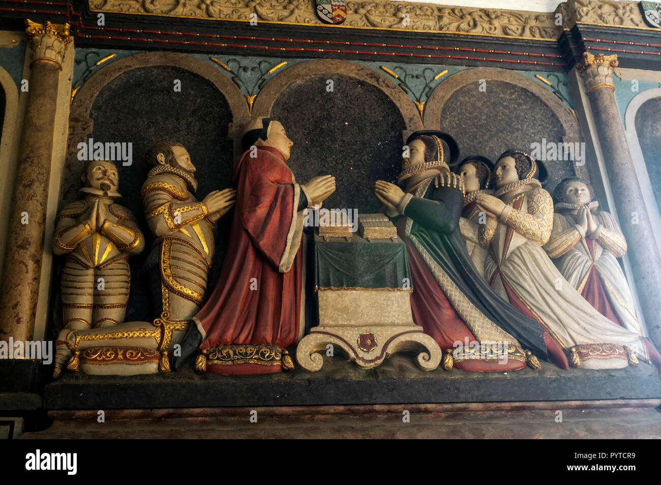 Die Morgan Familie Denkmal, St. Peter und St. Paul's Kirche, Nether Heyford, Northamptonshire, England, Großbritannien Stockfoto