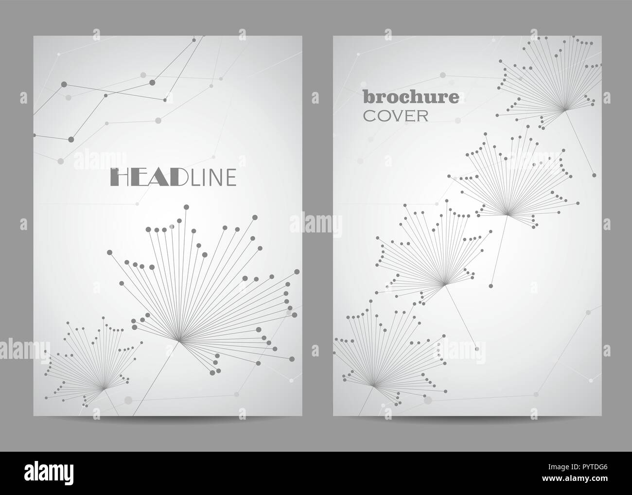 Broschüre Vorlage Layout Design. Abstrakte geometrische Hintergrund mit verbundenen Linien und Punkte Stock Vektor