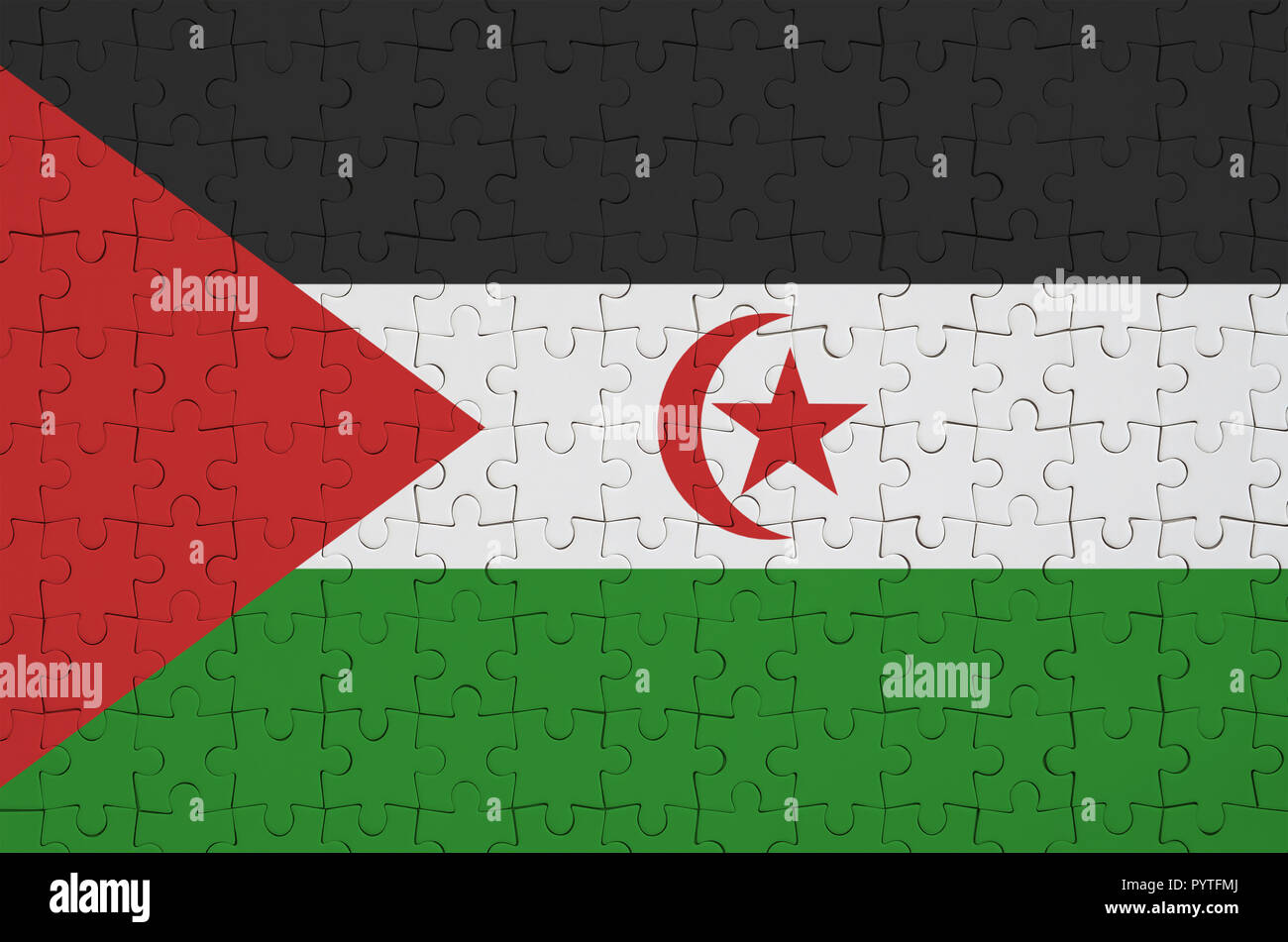 Westsahara Flagge ist auf einem gefalteten Puzzle dargestellt Stockfoto