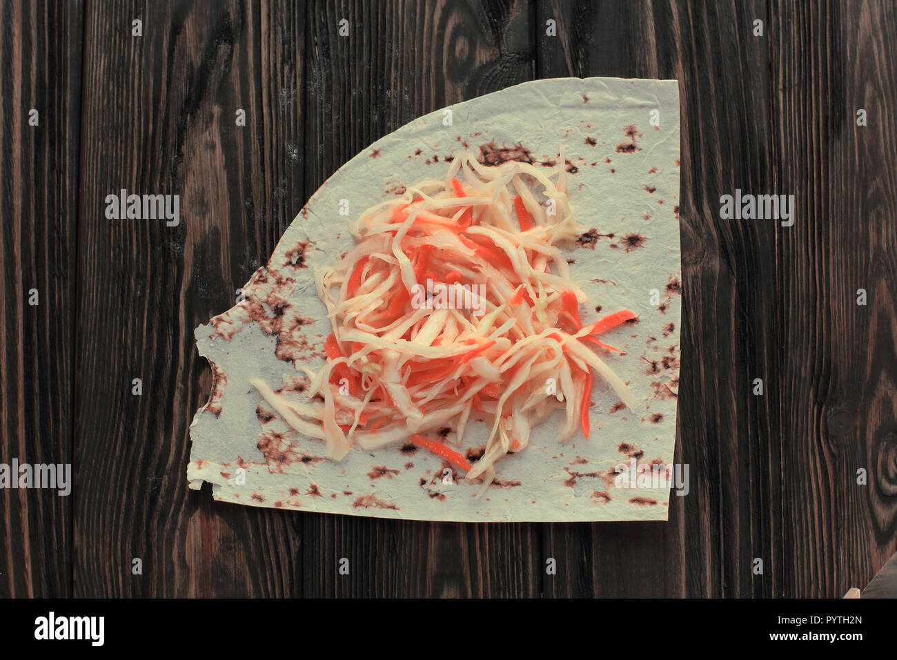 Lavash und Kohl für die Hausgemachten Shawarma Stockfoto