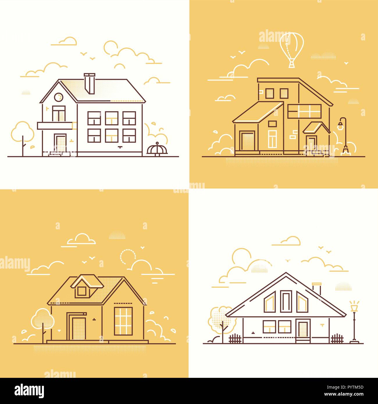 Stadt Gebäude - thin line Design style Vektorgrafiken Stock Vektor