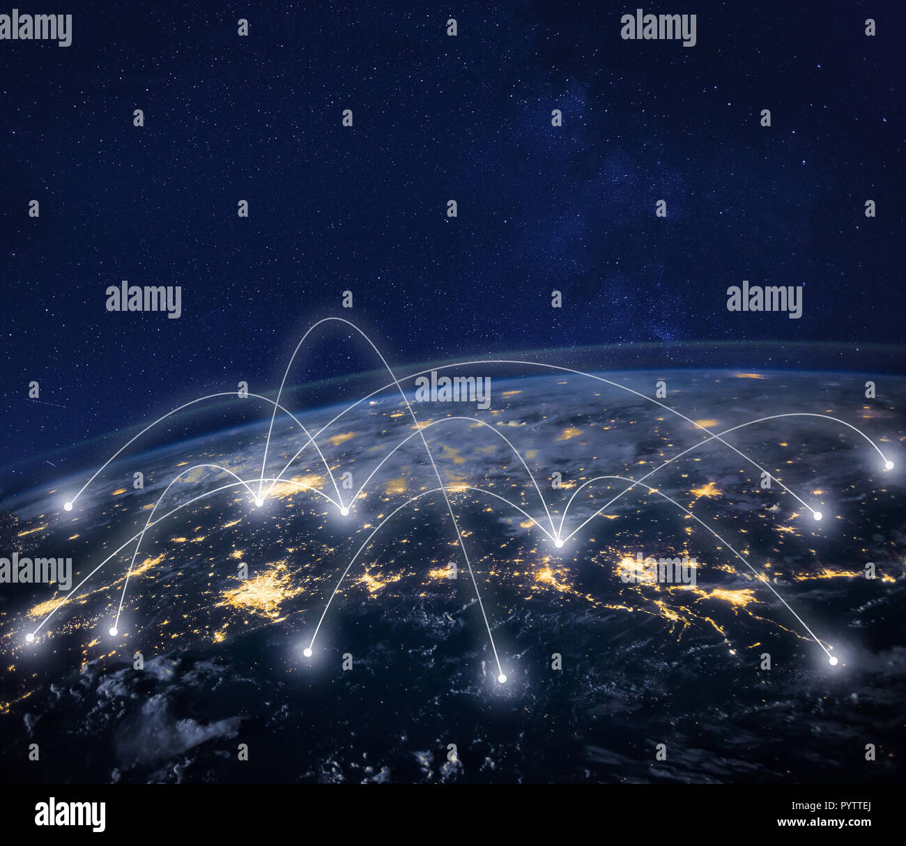 Netzwerk Anschlusstechnik, Global Business Kommunikation, planet Bild von der NASA Stockfoto