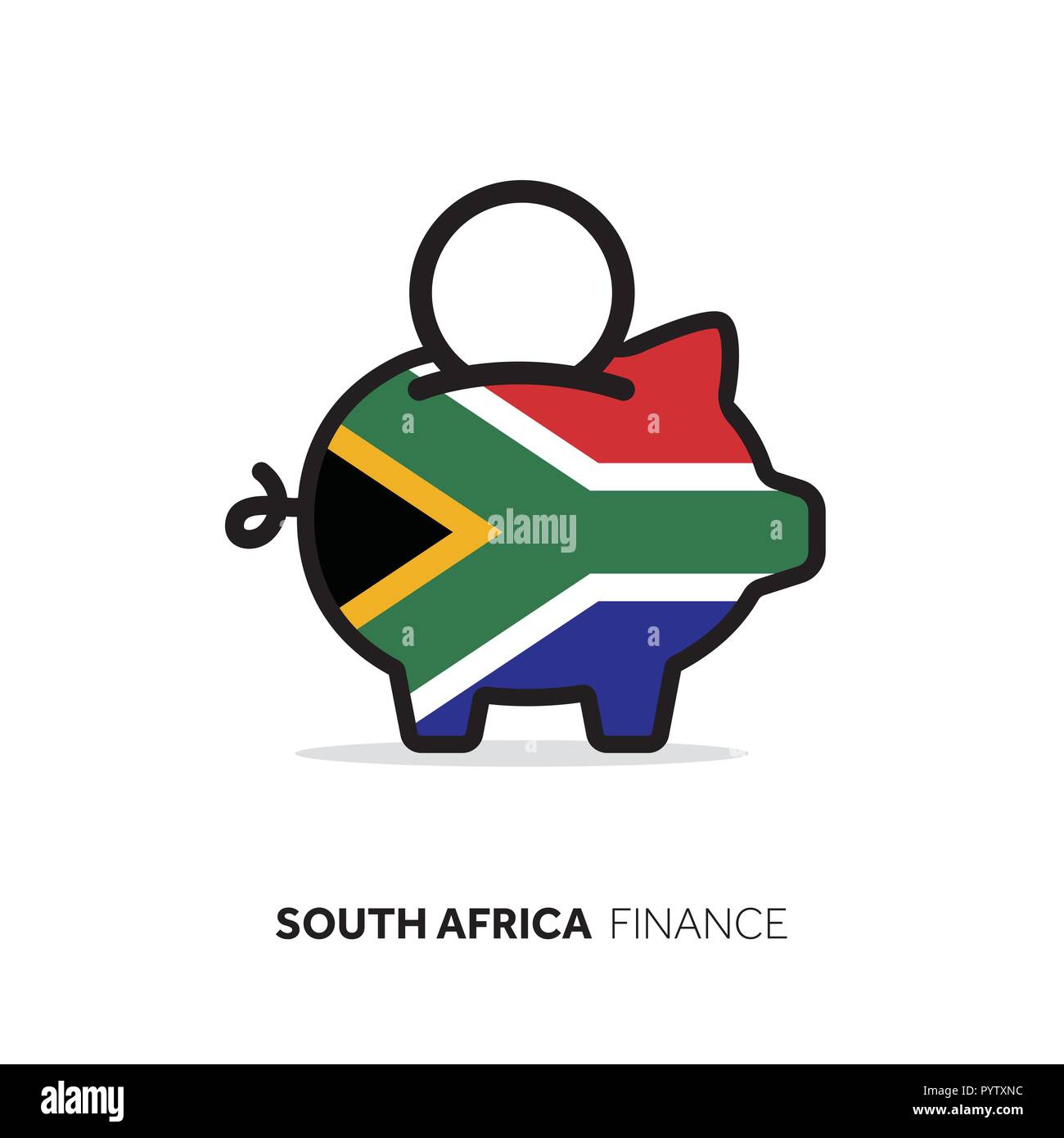 Südafrika wirtschaftliche Konzept. Sparschwein mit National Flagge. Stock Vektor