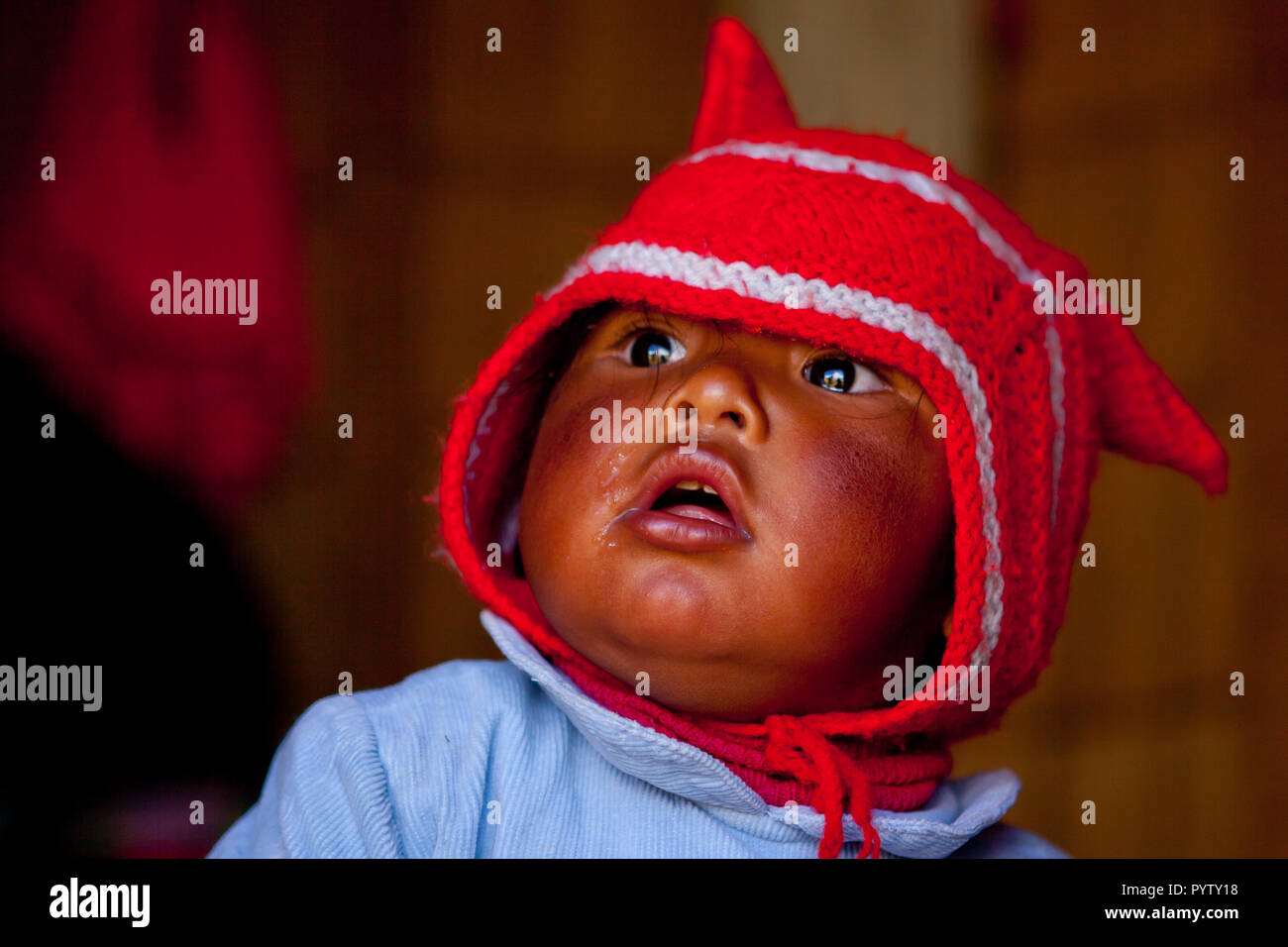 Schönes Baby im Titicacasee Stockfoto