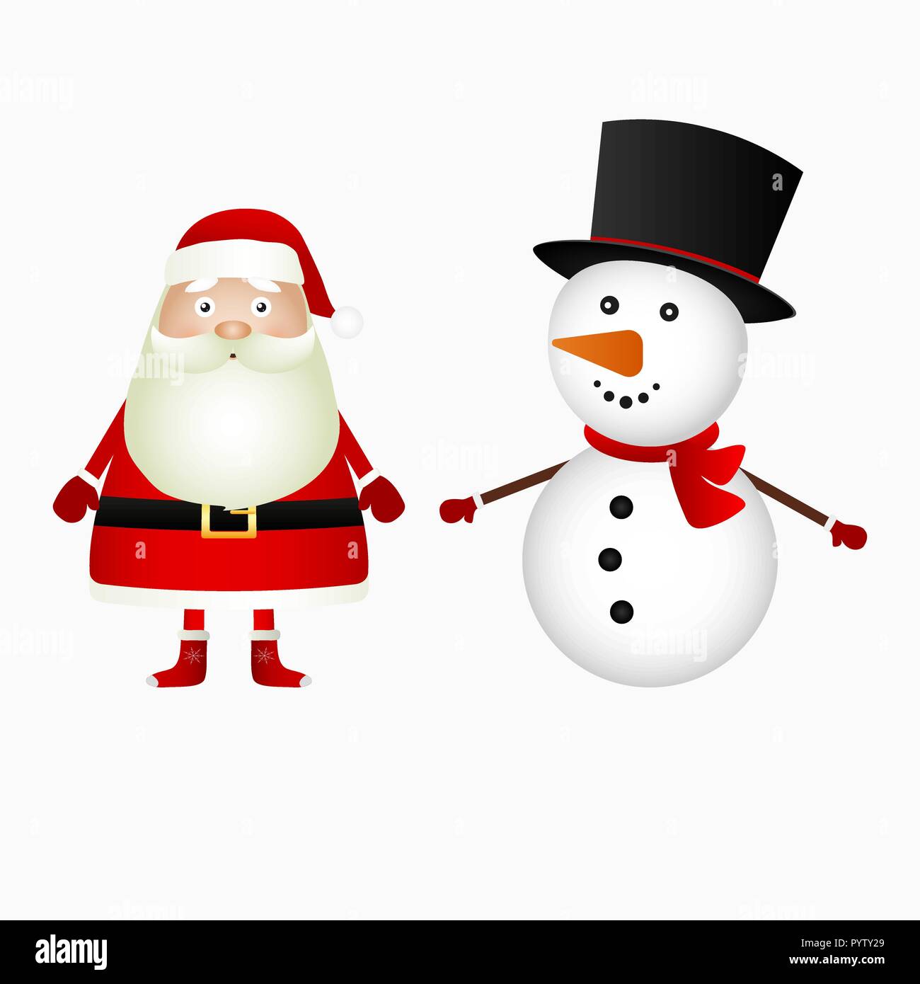 Santa Claus und der Schneemann auf weißem Hintergrund Stock Vektor