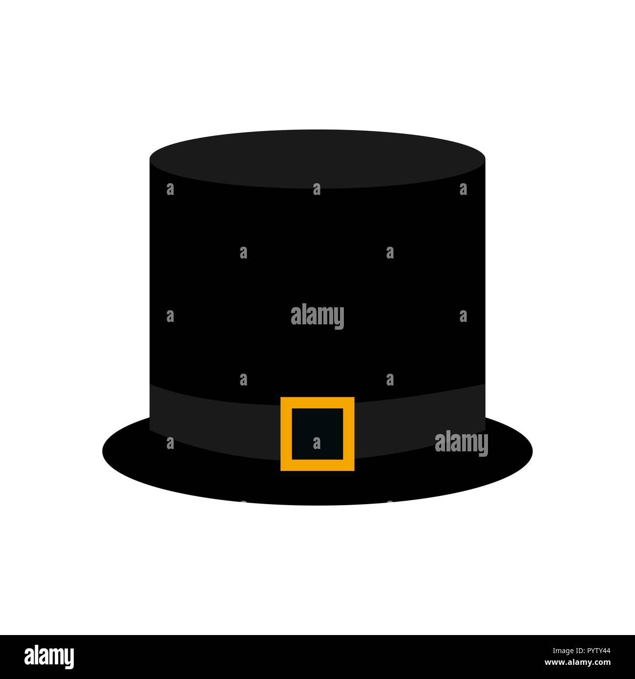 Schwarzer Hut mit einer goldenen Schnalle auf weißem Hintergrund Stock Vektor