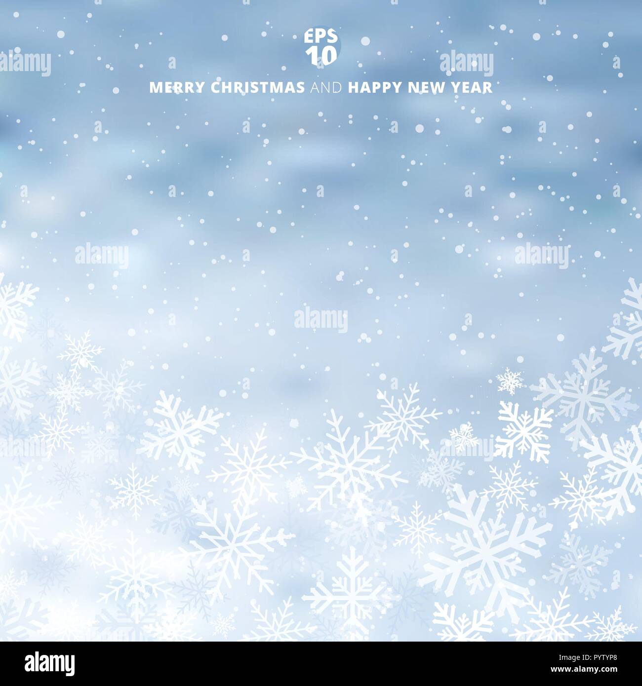 Winter verschwommen blauer Hintergrund mit Schnee und Schneeflocke auf Weihnachten und das neue Jahr. Kopieren Sie Platz. Vector Illustration. Stock Vektor