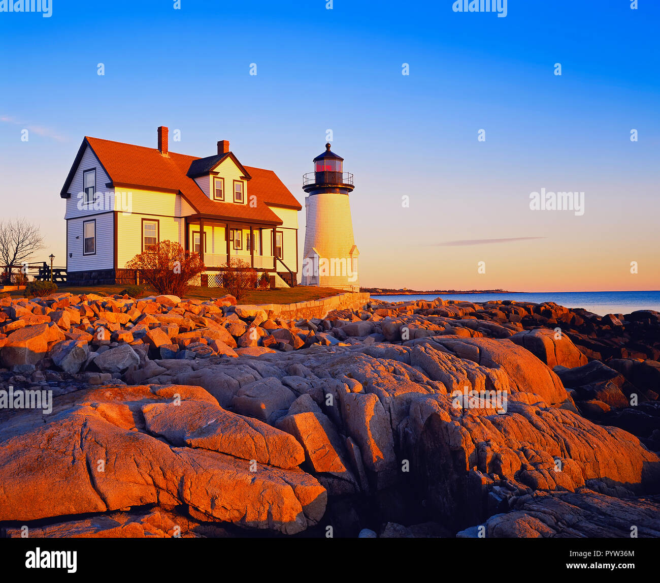 Aussicht auf Hafen Punktlicht, Gouldsboro, Maine, New England, Vereinigte Staaten von Amerika, Nordamerika Stockfoto