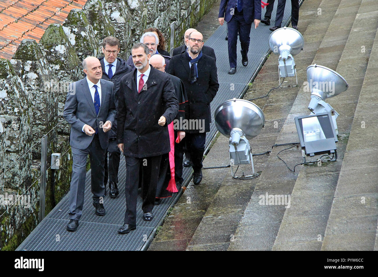 Kathedrale von Santiago de Compostela, Spanien. 30. Oktober, 2018. Besuch von König Felipe VI der Restaurierung der Kathedrale von Santiago de Compostela Visita del rey Felipe VI a la restauración de la Catedral de Santiago de Compostela. Credit: Luis Polo/Alamy leben Nachrichten Stockfoto