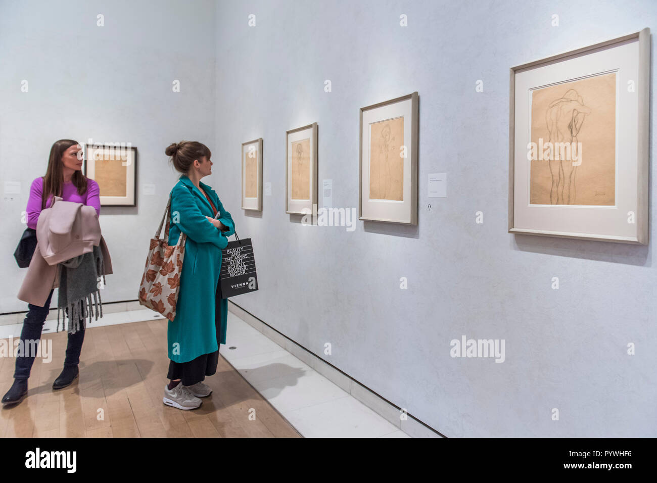 London Grossbritannien 31 Okt 2018 Werke Von Gustav Klimt Gustav Klimt Und Schiele Zeichnungen Aus Der Albertina Wien In Der Sackler Wing Der Koniglichen Akademie Der Kunste Die Erste Ausstellung In